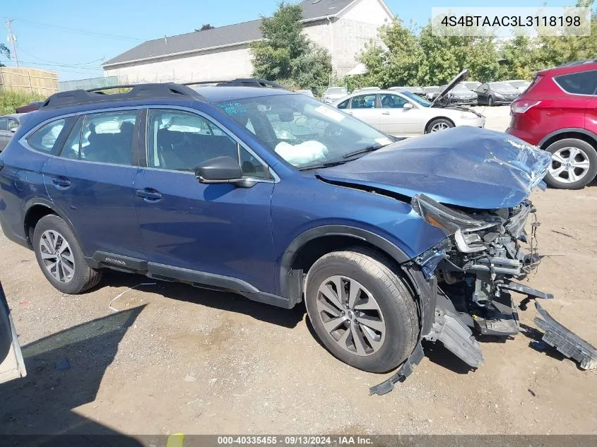 2020 Subaru Outback VIN: 4S4BTAAC3L3118198 Lot: 40335455