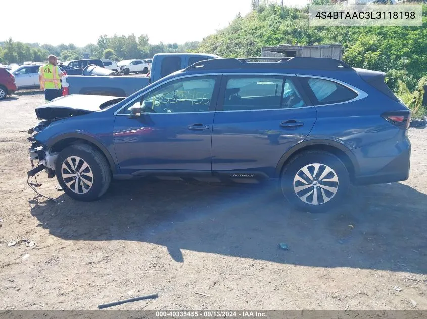 2020 Subaru Outback VIN: 4S4BTAAC3L3118198 Lot: 40335455