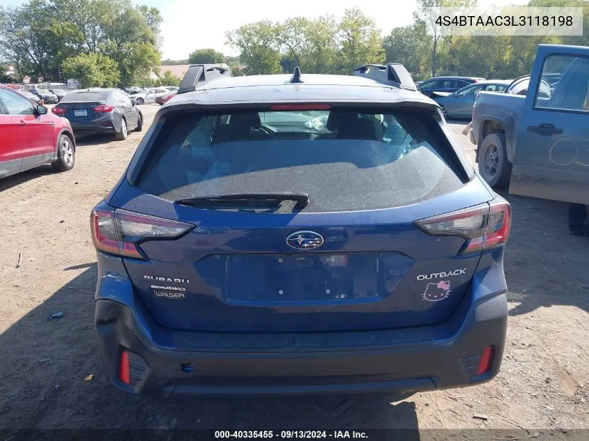 2020 Subaru Outback VIN: 4S4BTAAC3L3118198 Lot: 40335455