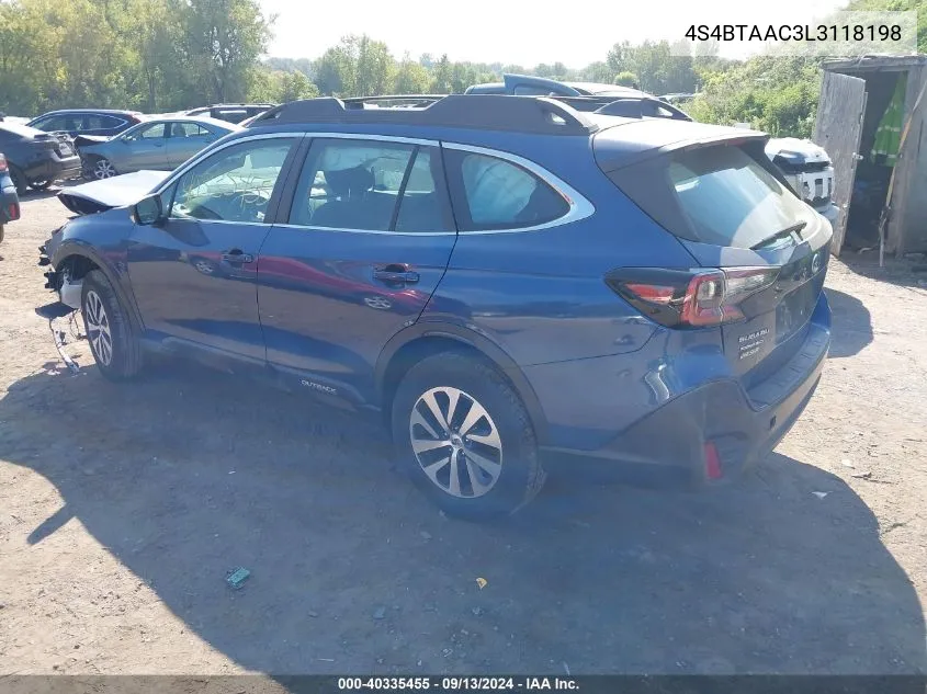 2020 Subaru Outback VIN: 4S4BTAAC3L3118198 Lot: 40335455