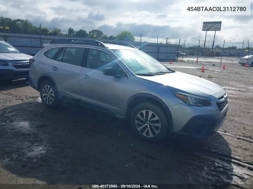 2020 Subaru Outback VIN: 4S4BTAAC0L3112780 Lot: 40372985