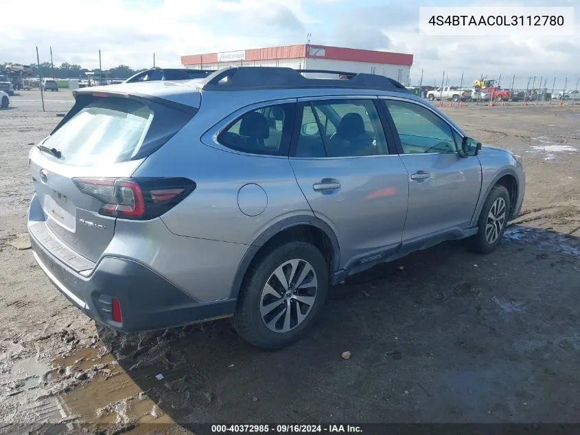 4S4BTAAC0L3112780 2020 Subaru Outback