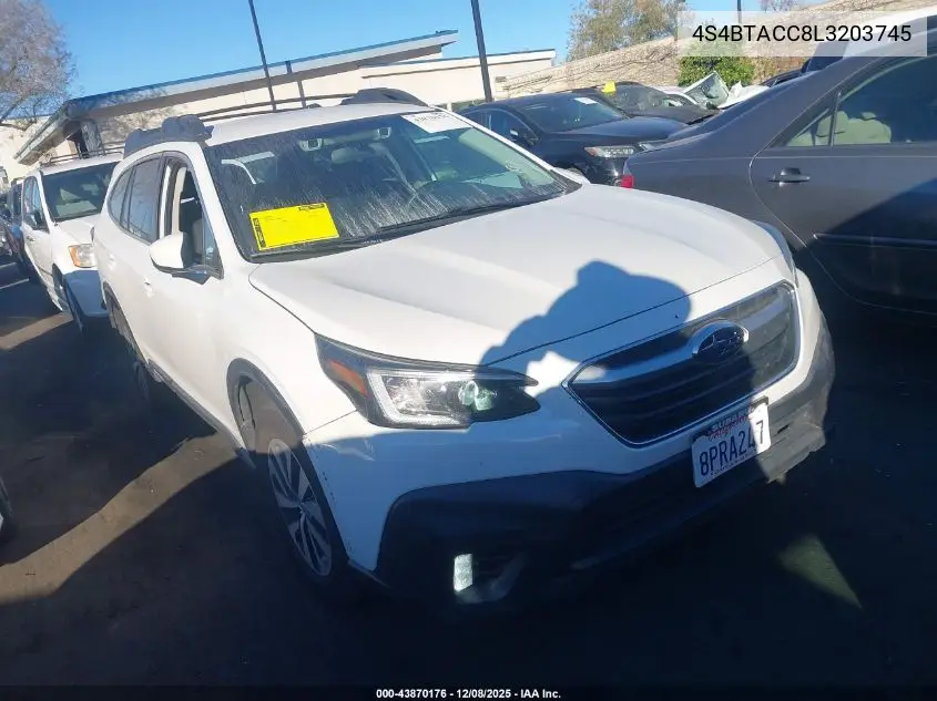4S4BTACC8L3203745 2020 Subaru Outback Premium