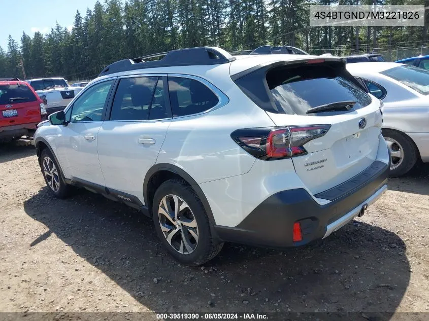 2021 Subaru Outback Limited Xt VIN: 4S4BTGND7M3221826 Lot: 39519390