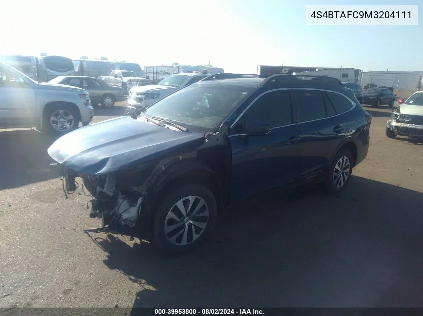 2021 Subaru Outback Premium VIN: 4S4BTAFC9M3204111 Lot: 39953800