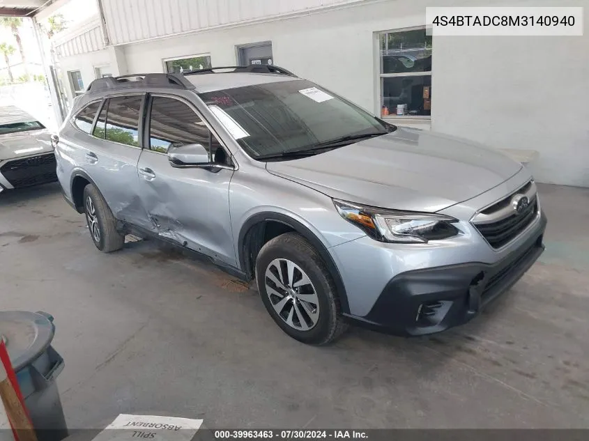 2021 Subaru Outback Premium VIN: 4S4BTADC8M3140940 Lot: 39963463