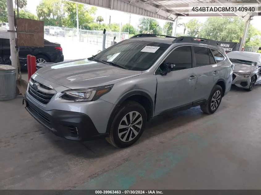 2021 Subaru Outback Premium VIN: 4S4BTADC8M3140940 Lot: 39963463