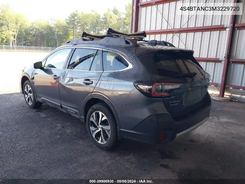 2021 Subaru Outback Limited VIN: 4S4BTANC3M3229720 Lot: 39986930