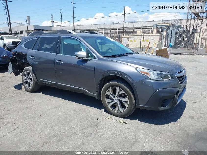 2021 Subaru Outback Touring Xt VIN: 4S4BTGPD0M3189184 Lot: 40012328