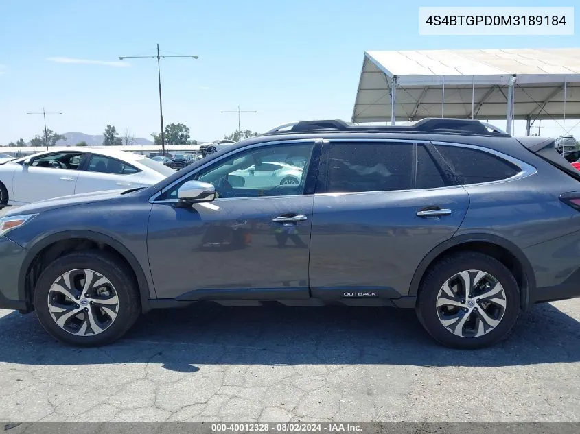 2021 Subaru Outback Touring Xt VIN: 4S4BTGPD0M3189184 Lot: 40012328