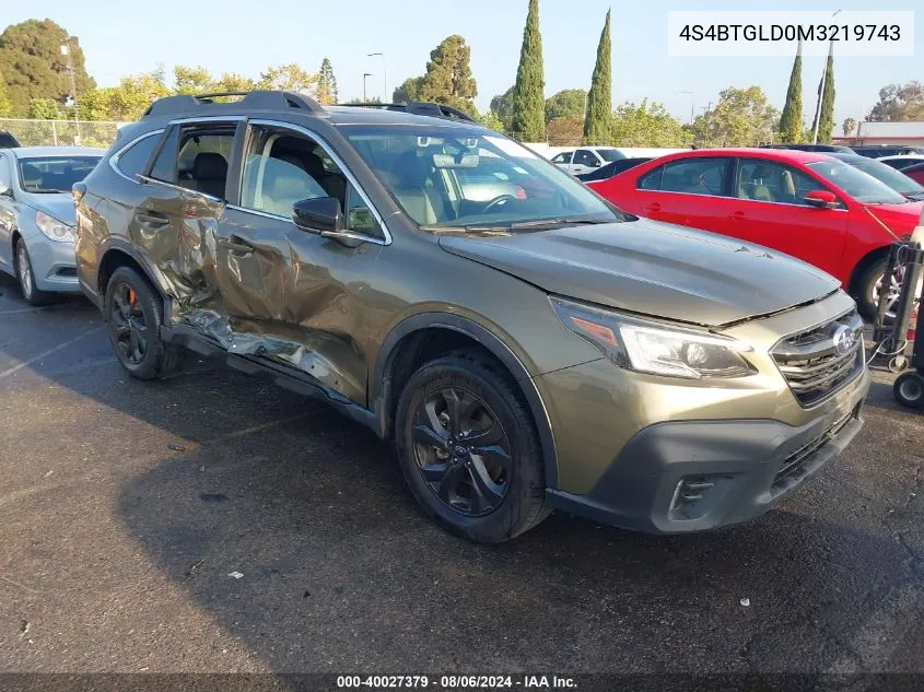 2021 Subaru Outback Onyx Edition Xt VIN: 4S4BTGLD0M3219743 Lot: 40027379