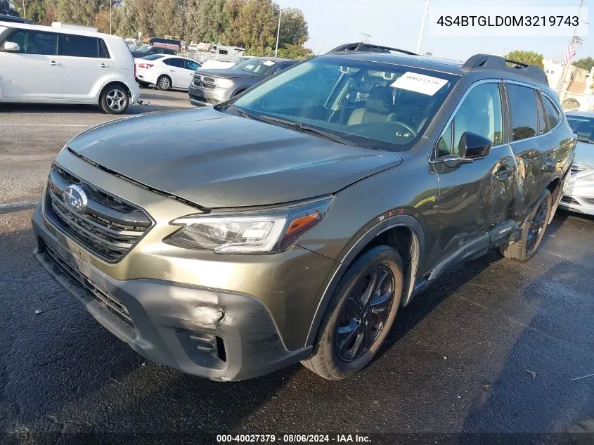 2021 Subaru Outback Onyx Edition Xt VIN: 4S4BTGLD0M3219743 Lot: 40027379