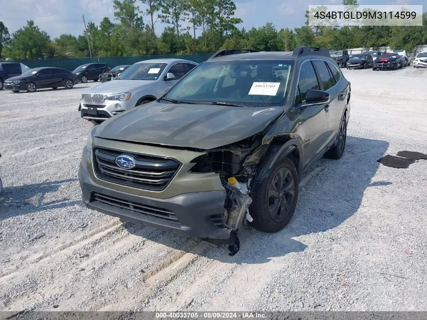 2021 Subaru Outback Onyx Edition Xt VIN: 4S4BTGLD9M3114599 Lot: 40033705