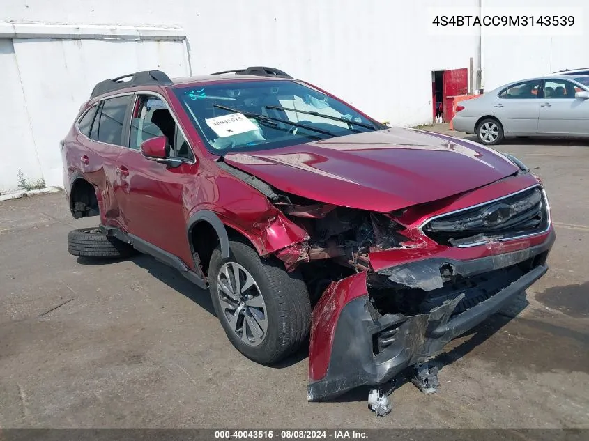 4S4BTACC9M3143539 2021 Subaru Outback Premium