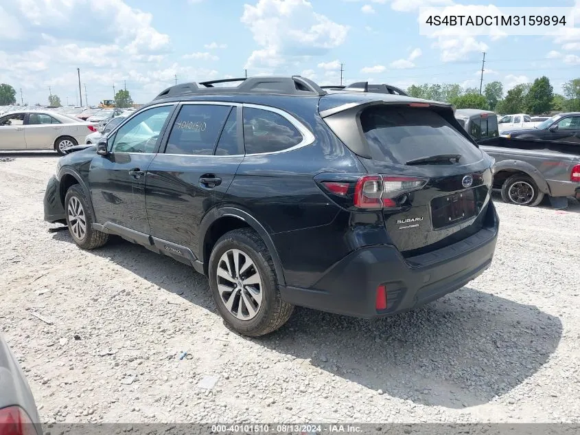 2021 Subaru Outback Premium VIN: 4S4BTADC1M3159894 Lot: 40101510