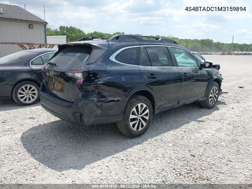 2021 Subaru Outback Premium VIN: 4S4BTADC1M3159894 Lot: 40101510