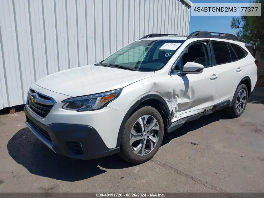 2021 Subaru Outback Limited Xt VIN: 4S4BTGND2M3177377 Lot: 40191726