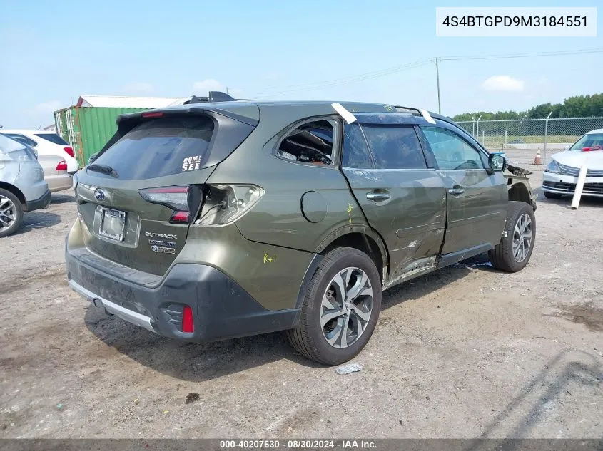 2021 Subaru Outback Touring Xt VIN: 4S4BTGPD9M3184551 Lot: 40207630