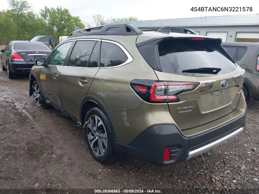 2022 Subaru Outback Limited VIN: 4S4BTANC6N3221578 Lot: 39366863