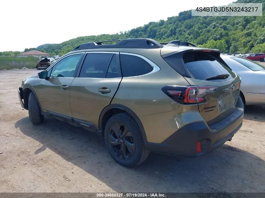 2022 Subaru Outback Onyx Edition Xt VIN: 4S4BTGJD5N3243217 Lot: 39880327