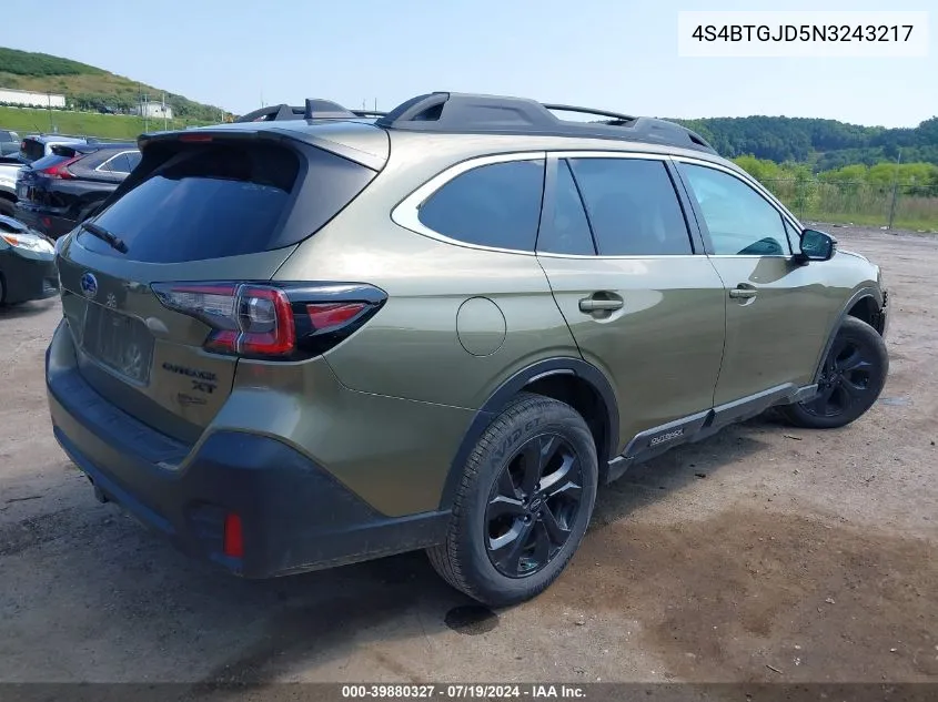 2022 Subaru Outback Onyx Edition Xt VIN: 4S4BTGJD5N3243217 Lot: 39880327