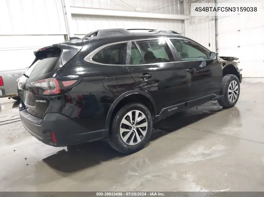 2022 Subaru Outback Premium VIN: 4S4BTAFC5N3159038 Lot: 39933496