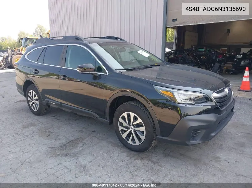 2022 Subaru Outback Premium VIN: 4S4BTADC6N3135690 Lot: 40117042