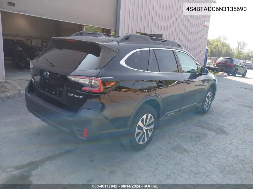 2022 Subaru Outback Premium VIN: 4S4BTADC6N3135690 Lot: 40117042