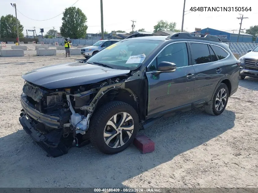 2022 Subaru Outback Limited VIN: 4S4BTANC1N3150564 Lot: 40188409