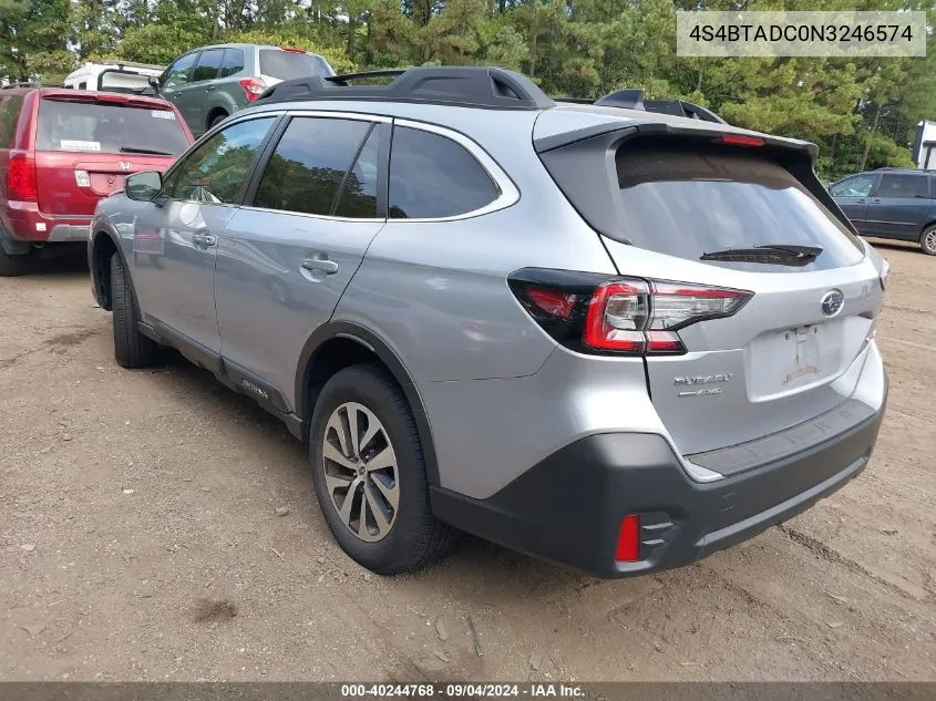 2022 Subaru Outback Premium VIN: 4S4BTADC0N3246574 Lot: 40244768