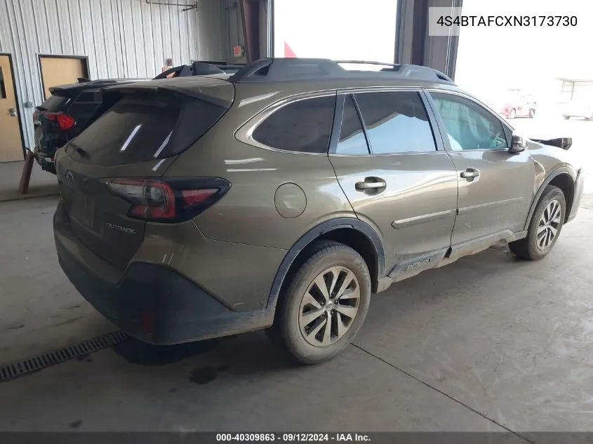 2022 Subaru Outback Premium VIN: 4S4BTAFCXN3173730 Lot: 40309863