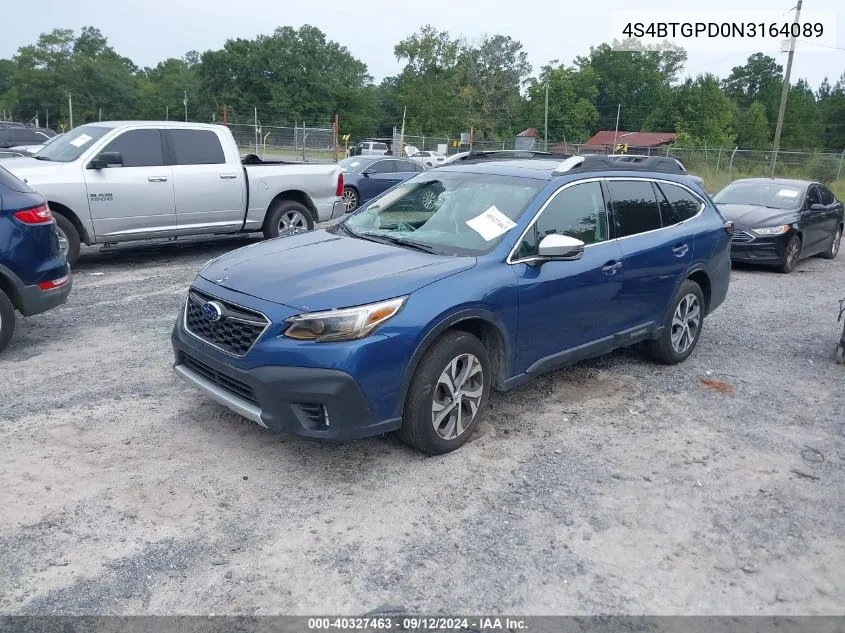 2022 Subaru Outback Touring VIN: 4S4BTGPD0N3164089 Lot: 40327463