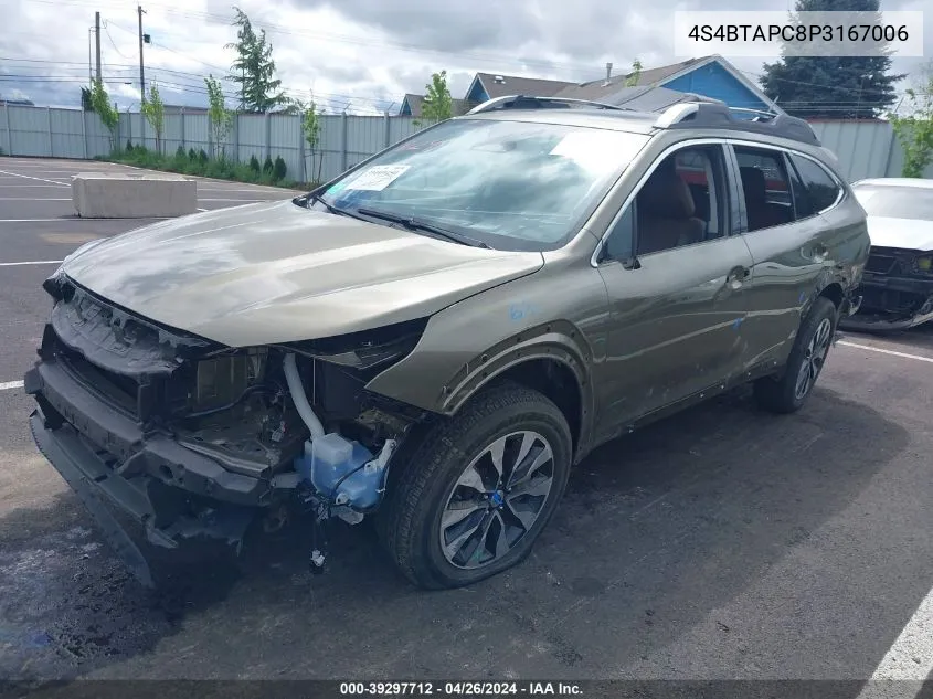 2023 Subaru Outback Touring VIN: 4S4BTAPC8P3167006 Lot: 39297712