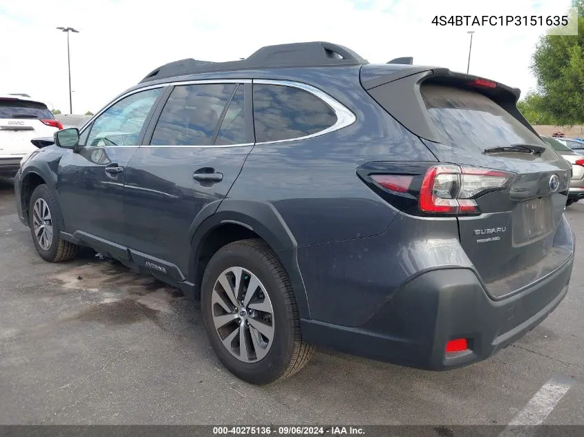 2023 Subaru Outback Premium VIN: 4S4BTAFC1P3151635 Lot: 40275136