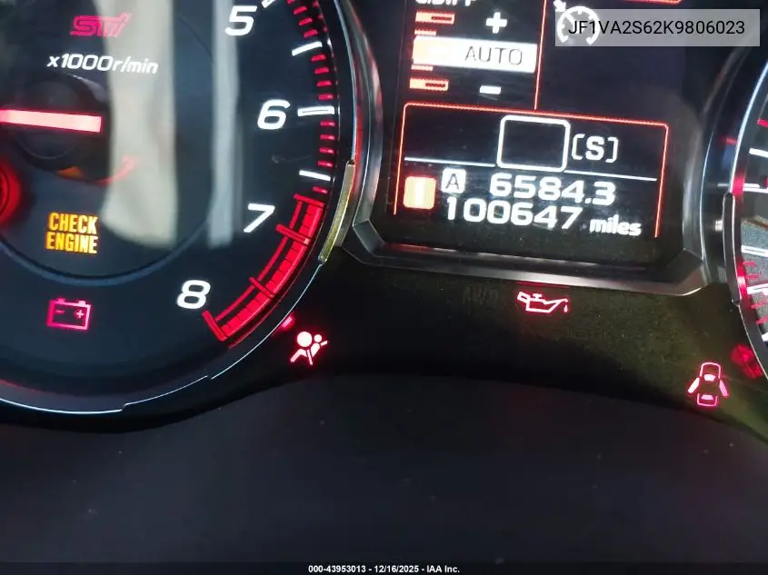 JF1VA2S62K9806023 2019 Subaru Wrx Sti