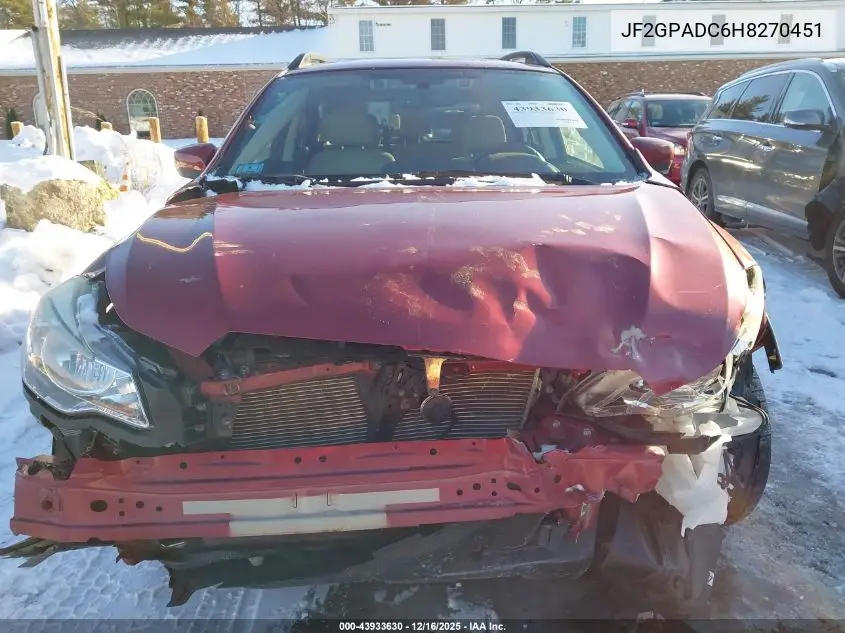 JF2GPADC6H8270451 2017 Subaru Crosstrek 2.0I Premium