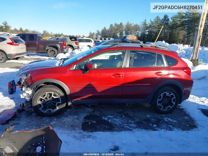 JF2GPADC6H8270451 2017 Subaru Crosstrek 2.0I Premium
