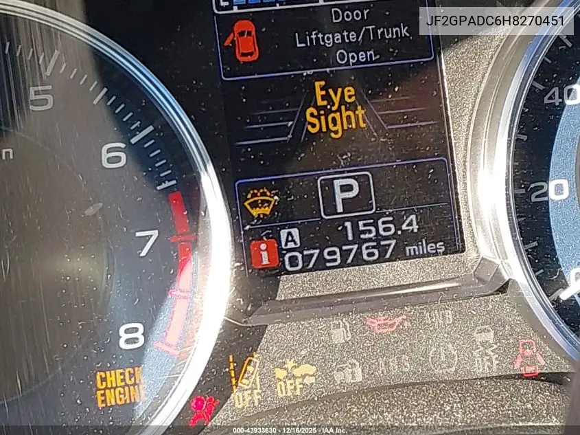 JF2GPADC6H8270451 2017 Subaru Crosstrek 2.0I Premium