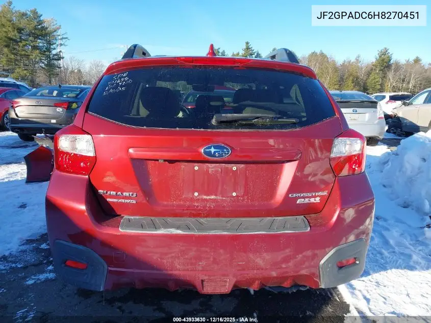 JF2GPADC6H8270451 2017 Subaru Crosstrek 2.0I Premium