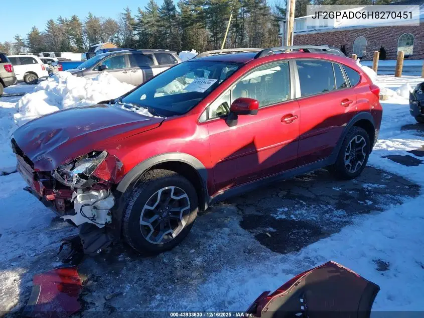 JF2GPADC6H8270451 2017 Subaru Crosstrek 2.0I Premium