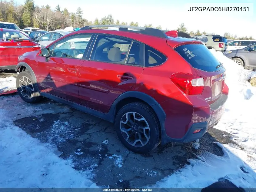 JF2GPADC6H8270451 2017 Subaru Crosstrek 2.0I Premium