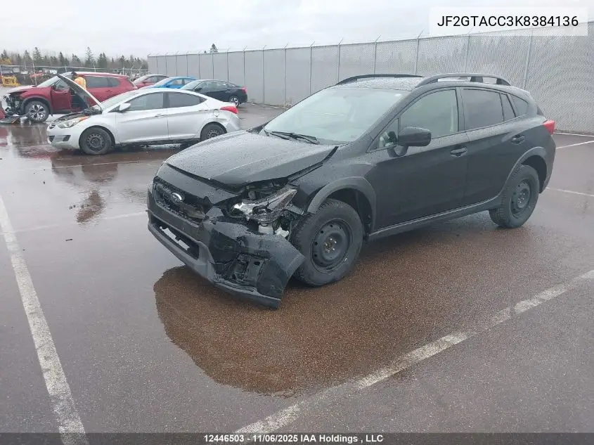 JF2GTACC3K8384136 2019 Subaru Crosstrek Touring