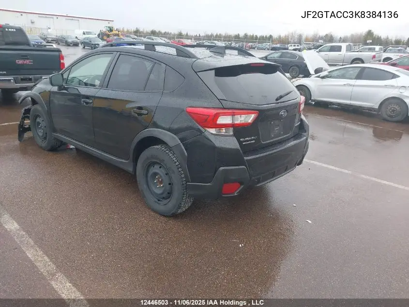 JF2GTACC3K8384136 2019 Subaru Crosstrek Touring