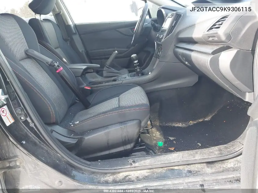 JF2GTACC9K9306115 2019 Subaru Crosstrek 2.0I Premium