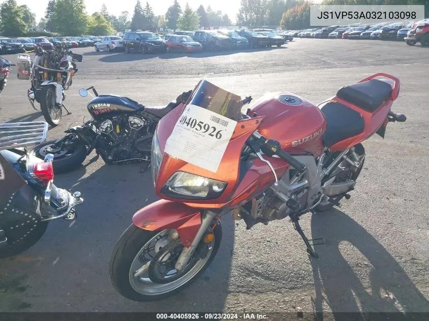 2003 Suzuki Sv650 VIN: JS1VP53A032103098 Lot: 40405926