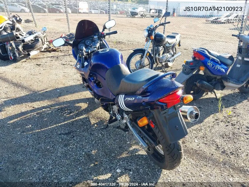 2004 Suzuki Gsx750 F VIN: JS1GR7GA942100923 Lot: 40417320