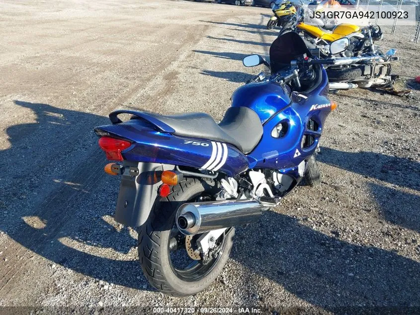 2004 Suzuki Gsx750 F VIN: JS1GR7GA942100923 Lot: 40417320