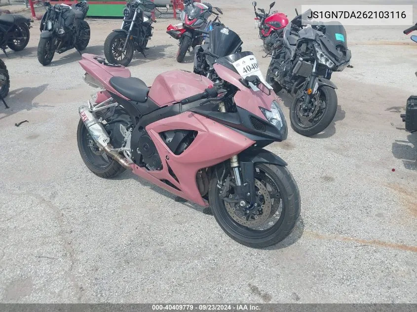 2006 Suzuki Gsx-R600 K6 VIN: JS1GN7DA262103116 Lot: 40409779