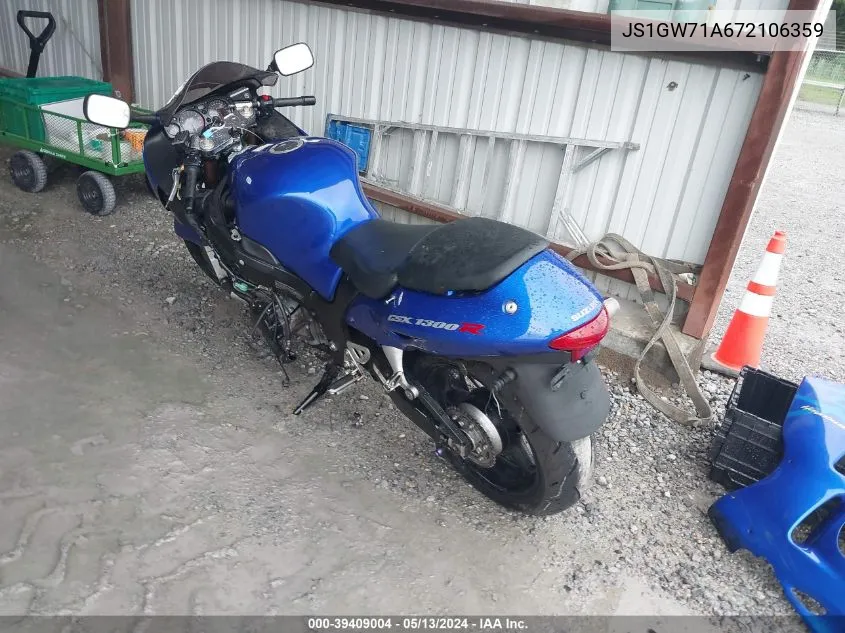 2007 Suzuki Gsx1300 Rz VIN: JS1GW71A672106359 Lot: 39409004