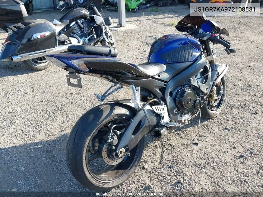 2007 Suzuki Gsx-R750 VIN: JS1GR7KA972108581 Lot: 40272347